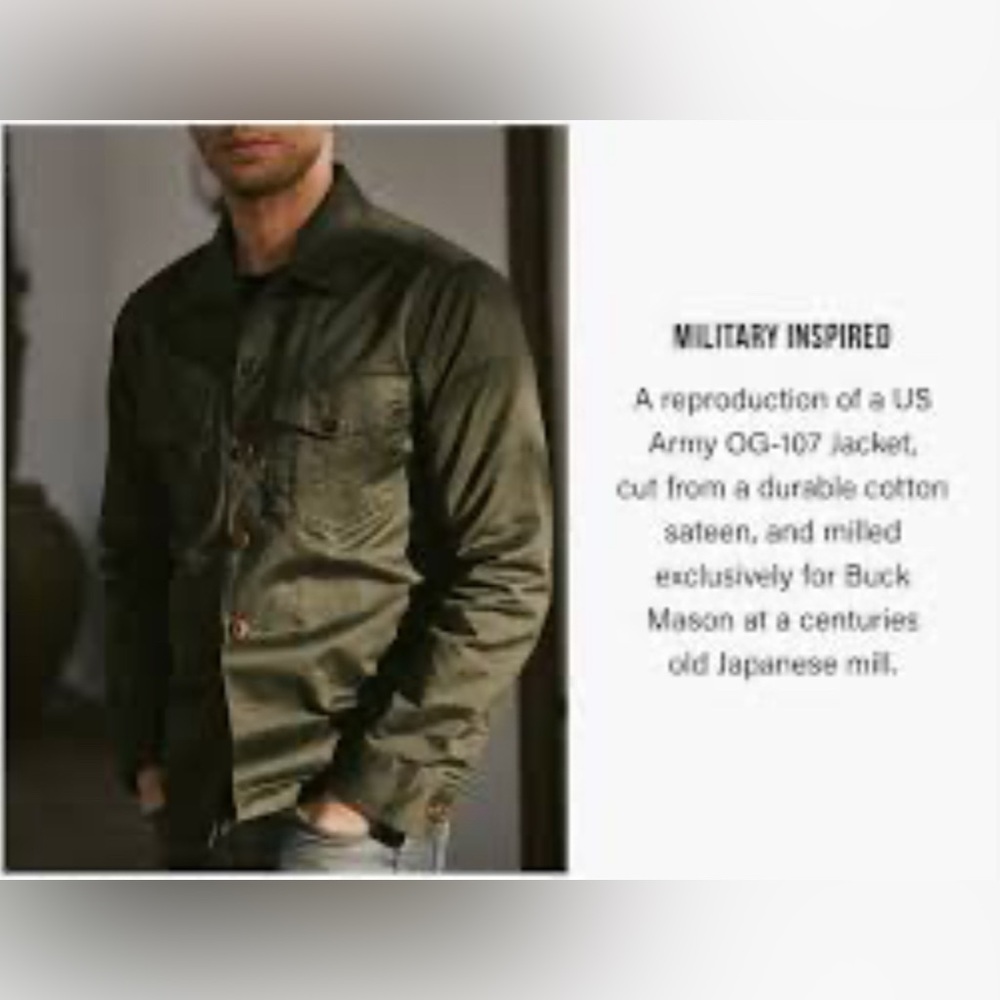 Buck Mason: The Cotton Sateen Alfa Military Shirt MED - Picture 2 of 7